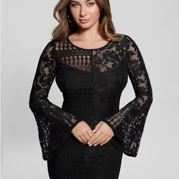 Guess Dresses & Skirts - GUESS NWT Lace Bell Sleeve Open-Back Mini Dress, Sample Size S